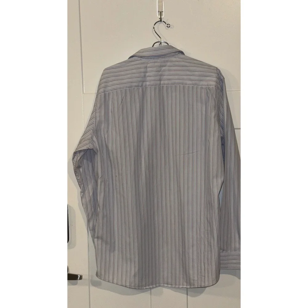 Banana Republic Mens Fitted Striped Button Down Shirt Blue Purple Large L SU07